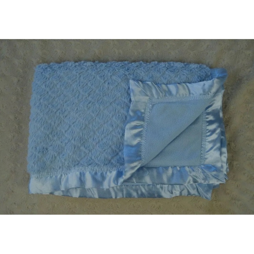 Sterling Baby Solid Blue Baby Blanket Silky Satin Edge Security Lovey